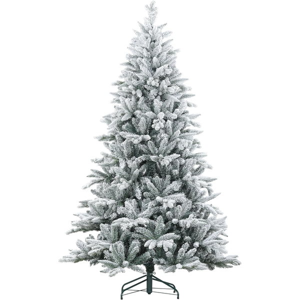 NYRWANA Snow Flocked Artificial Christmas Tree with 1401 Branch Tips | Realistic Snowy Pine Look with Foldable Metal Stand | Easy Assembly Hinged Design for Home, Office & Holiday Décor