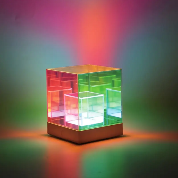 3D Art Cube Acrylic lamp, Decorative Table Lamp, 3 Colour Changing Stepless Dimming Touch Lamp