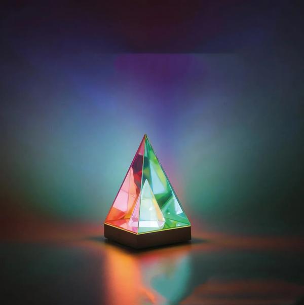 3D Pyramid Acrylic lamp, Decorative Table Lamp, 3 Colour Changing Stepless Dimming Touch Lamp