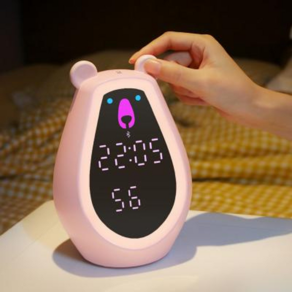 NYRWANA Bear Alarm Clock, Bear Alarm Clock for Heavy Sleepers, Digital Clock, Alarm Clock for Students with Adjustable Brightness, Wireless Bluetooth Speaker