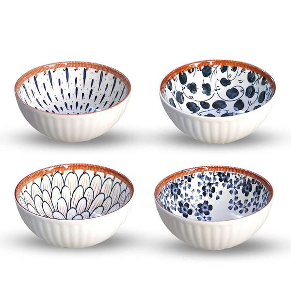 NYRWANA Elegant Porcelain Bowls Set of 4 | Multipurpose Cereal, Soup & Salad Bowls | Heat & Cold Resistant | Dishwasher & Microwave Safe | Gift Box Packed