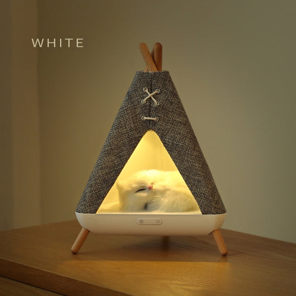 Tent Shape Creative Lamp Night Light for Bedroom Stepless Dimming with Bluetooth Speaker