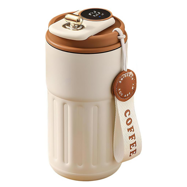 NYRWANA Coffee Thermos with Temperature Display, insulated coffee mug, Portable LED Temperature Display travel coffee mugs, 450ml Large Capacity Coffee Thermos