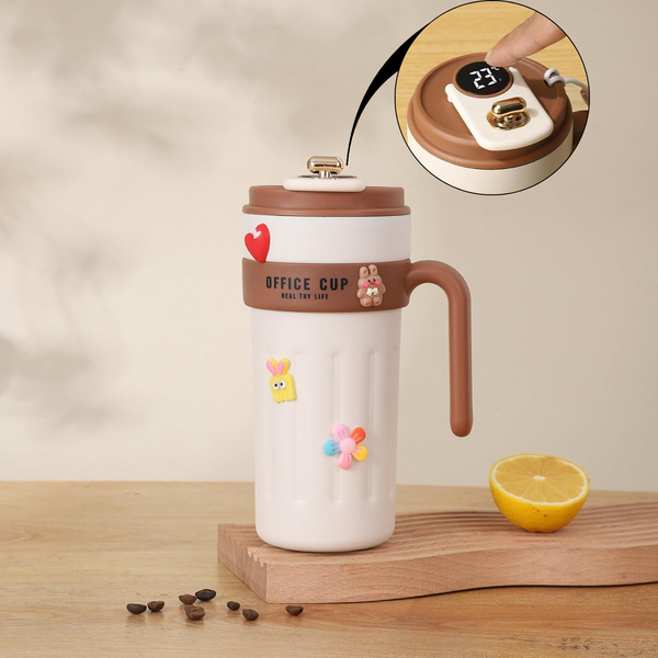 NYRWANA Smart Coffee Travel Mug 650ml | 304 Stainless Steel Vacuum Insulated Cup | LED Touch Screen Temperature Display | Leak-Proof Flask for Hot & Cold Drinks