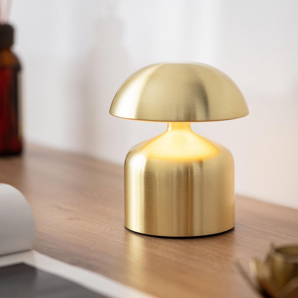 NYRWANA Rechargeable LED Table Lamp | 2000mAh Battery | Stepless Dimming Touch Control | 3 Color Modes | Metal Body | Night Light for Bedroom, Office, Home Decor & Travel (Gold)