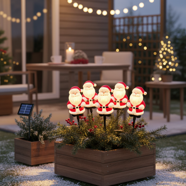 NYRWANA Solar Christmas Garden Stake Lights | Outdoor Weatherproof Santa Claus Pathway Lights for Lawn, Garden & Patio | Solar Powered LED Christmas Decorations with Multiple Lighting Modes