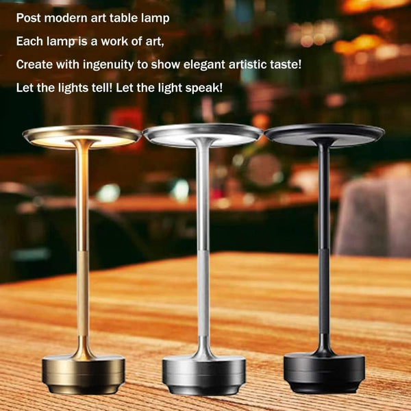 Stepless Dimming Brightness Metal Desk Lamp, 3 Colour Touch Control Rechargeable Night Light