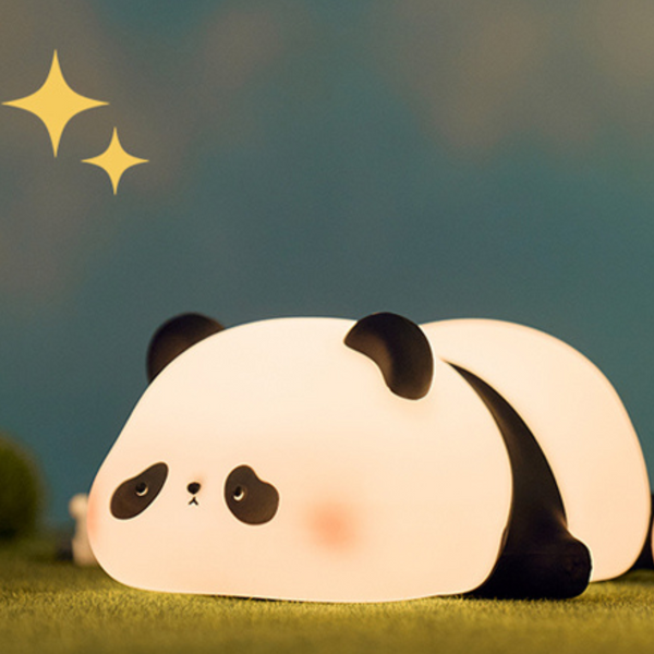 Panda Night Lamp, Night Lamp for Kids, Birthday Gifts, Valentine Gift for Girlfriend, BPA-Free Silicone Lamp, Rechargeable, Lazy Panda Lamp (Multicolor)