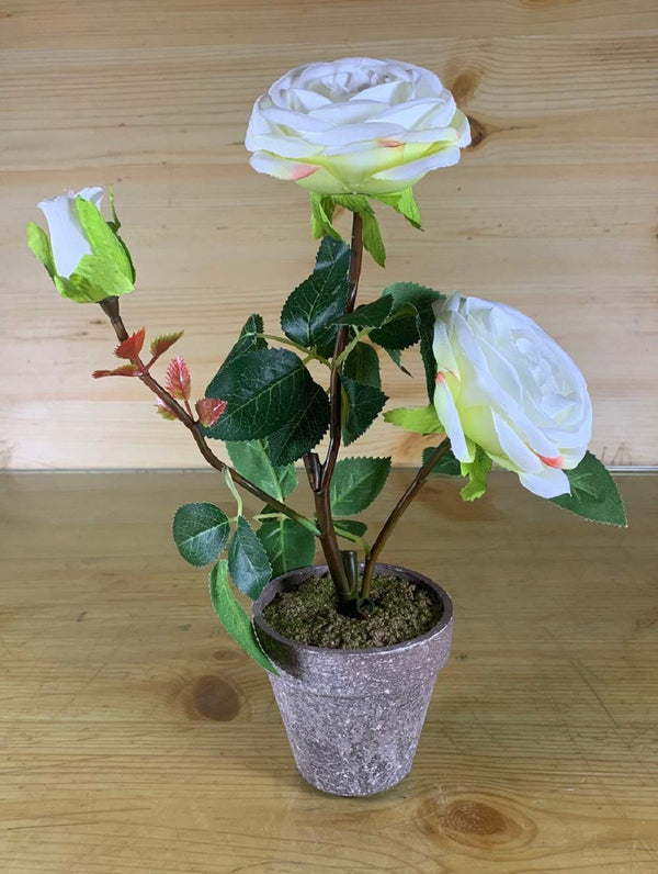 Rose Artificial Flower Plant with Vase Pot (White Colour )