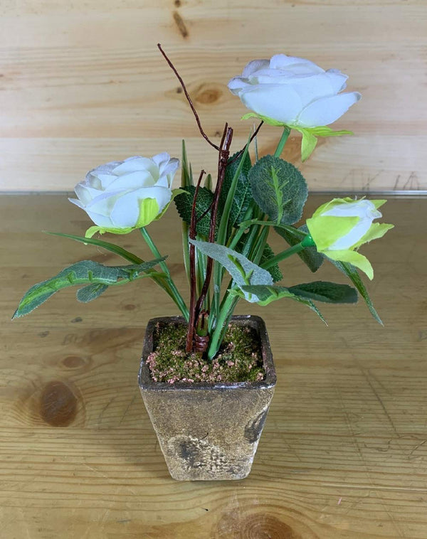 Rose Artificial Flower Plant with Vase Pot (White Colour )