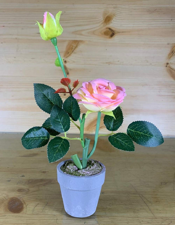 Rose Artificial Flower Plant with Vase Pot (Peach  Colour)