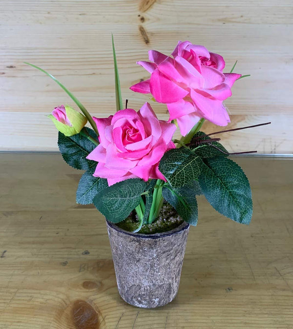 Rose Artificial Flower Plant with Vase Pot (Pink Colour )