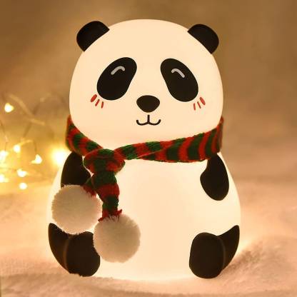 Cute Panda Silicon Night Lamp 7 Colour Changing Light for Kids Bedroom, USB Rechargeable
