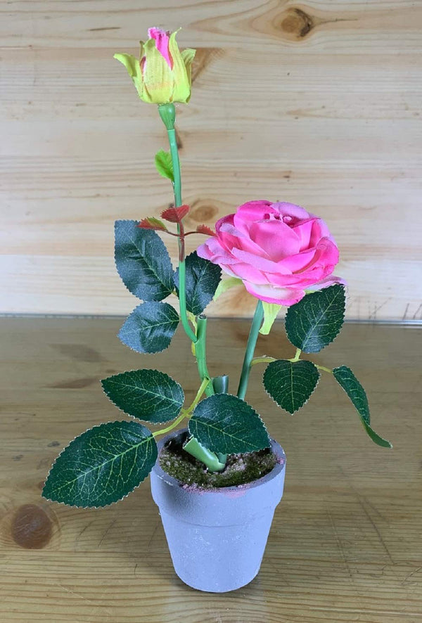 Rose Artificial Flower Plant with Vase Pot (Pink Colour )