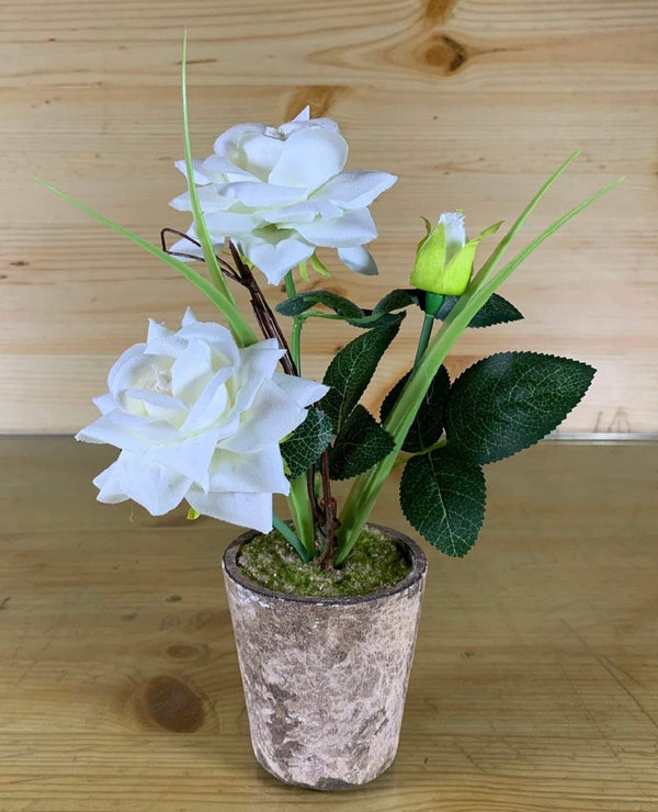 Rose Artificial Flower Plant with Vase Pot (White Colour )