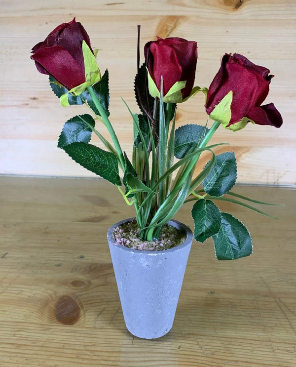 Rose Artificial Flower Plant with Vase Pot (Red Colour )