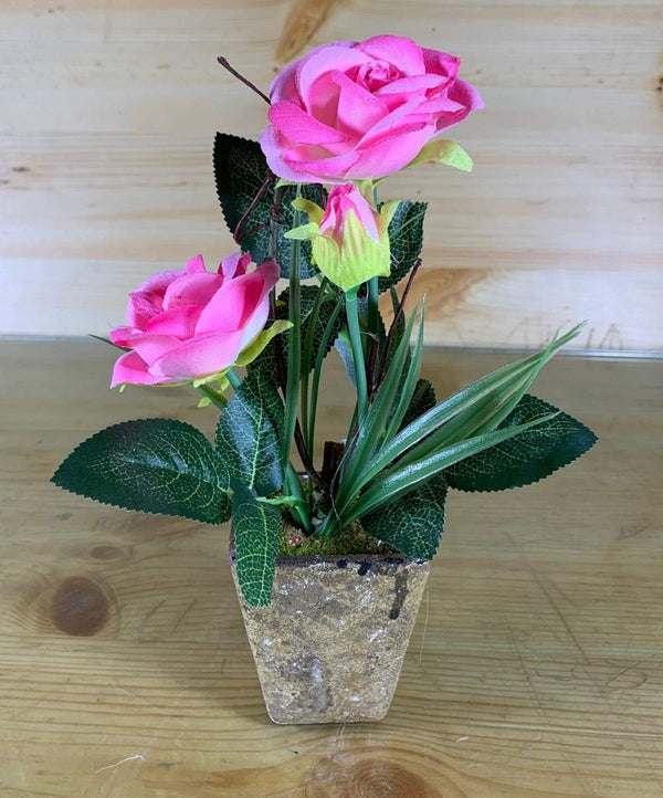 Rose Artificial Flower Plant with Vase Pot (Pink Colour )