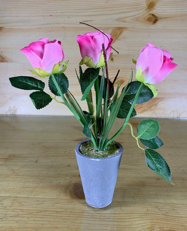 Rose Artificial Flower Plant with Vase Pot (Pink Colour )