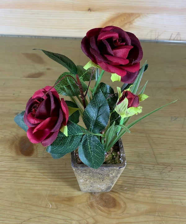 Rose Artificial Flower Plant with Vase Pot (Red Colour )