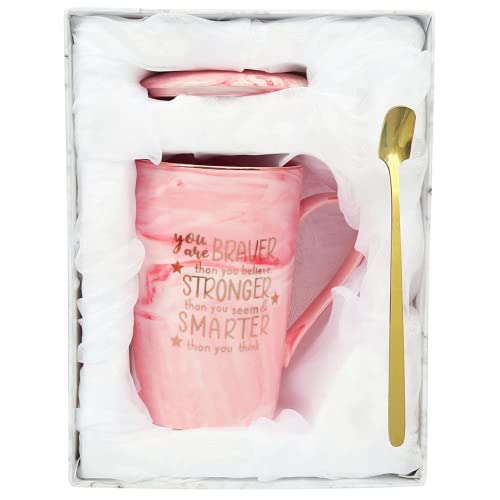 You are Braver Than You Believe, Stronger Than You Seem & Smarter Than You Think - Pink Marble Ceramic Coffee Mug