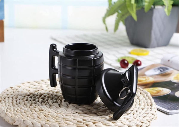 3D Grenade Mug with Lid  (Black)