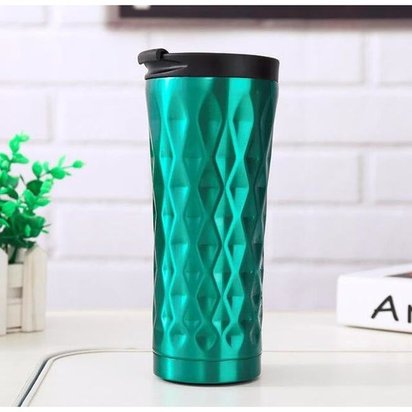 Stainless Steel Diamond Cut Thermos  (Green)