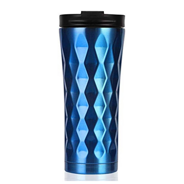 Stainless Steel Diamond Cut Thermos  (Blue)